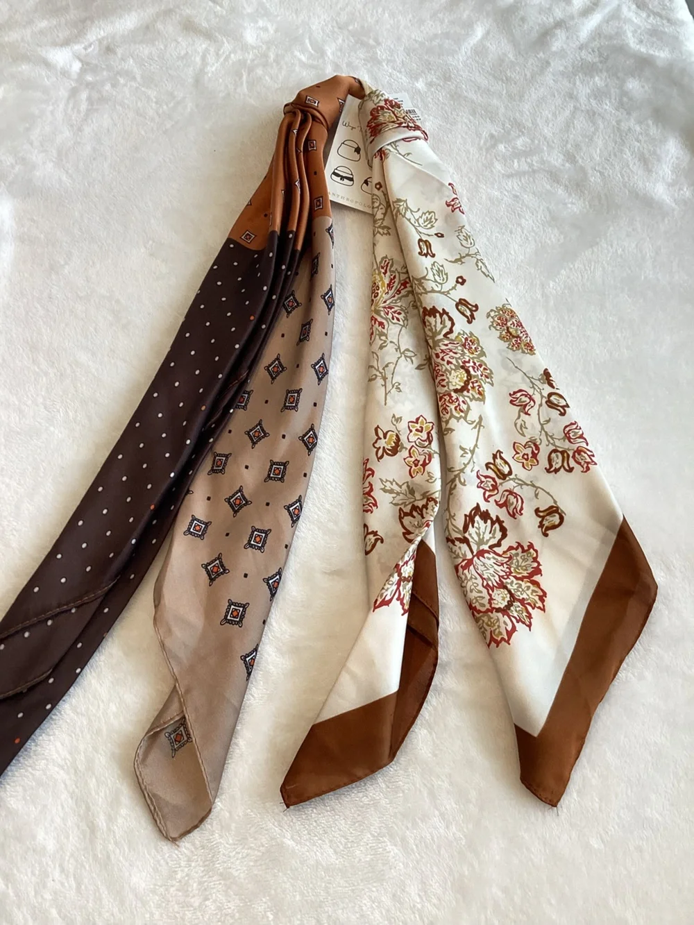 Anthropologie Silky Hair Scarf Set of 2 Hair Scarves New Black Brown